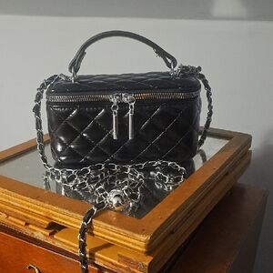 Chic Black Quilted Mini Bag with Chain Strap